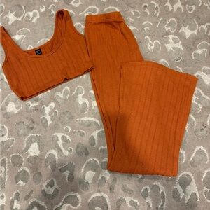 SHEIN Orange Ribbed Leggings